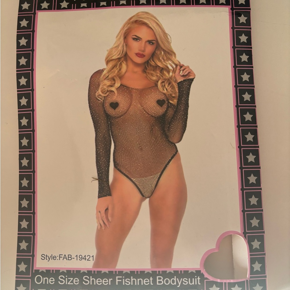 Sheer rhinestone bodysuit